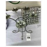 MCM Woven Aluminum Centerpiece Tray, & Center Piece Candle Holder