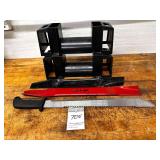 Stack Rack Firewood, Machete, Lawn mower blades