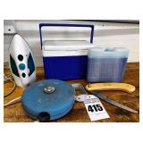 Iron, Cooler, Blue Ice, Vintage Cordomatic Retractable Clothesline,  Tree Saw