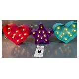 3 Ld Marquee Lights (2 hearts & 1 Star)