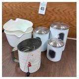 3 Canisters, Sifter, 2 Mixing Bowls