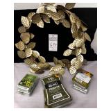 Metal Leaf Wreath,  Wax Melts