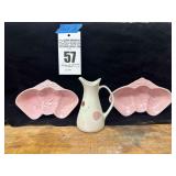 CA Pottery - Pitcher & Sweet Pink Strawberry bowls
