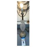 Clear cut crystal glass lamp 25" tall