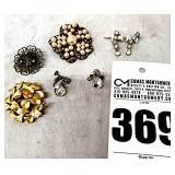 3 - Brooch, 2 - earrings,