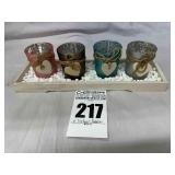 4 tealight candles & holder set