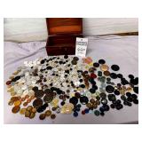 Vintage Lane Cedar Box "Salesman Sample" full of Antique & Vintage buttons