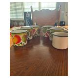 6 Vintage Enamel Ware Cups