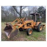 Case 580C Loader Backhoe with Box Scraper Attachment
