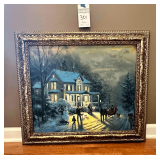 Thomas Kincade Like Canvas  with nice Frame