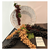 Nice Wicker Basket with Vintage Artificial Grapes