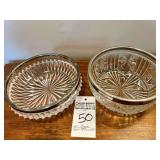 2 Crystal Bowls with Silver Plate Rims