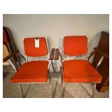 2 Sturdy Orange /Metal Frame Chairs