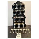 Mini Spoon Collection with Wood Display Shelf