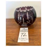 Vintage Amethyst Cut to Clear Bohemian Crystal Rose Vase