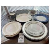 Large Lot of Misc. Platters, Plates, Gravy Boat, Strainer