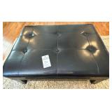 Black Square Ottoman with drawer (Looks like leather)