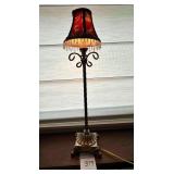 Table Lame with Ornate Metal Base & Beaded Fringe