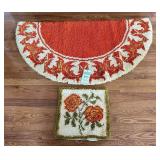 Christmas Lot, Throw Blanket  2 Pine Tabletop Trees with lights, Mini Red Apples Ornaments