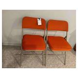 2 Sturdy Orange Folding Chairs