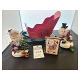 2 - Wobble Heads, Stocking Holders, Picture & Sled