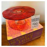 Grape Leaf Colony Red Cake Plate