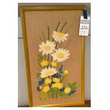 Vintage Framed Daisy Embroidery Picture
