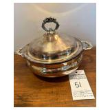 'English Silver'  Leonard Siver Plate Covered Casserole Dish with Pyrex Insert