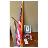 Flags, (USA & UT) Walking Stick, Picture 'Peace on Earth'