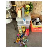 Artificial Flowers, Candle, Vase & Misc Toys & Action Figure & 2 Totes with lids