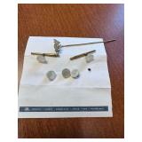 1950’s Mother of Pearl Stud Earrings and Diamond Like Pin