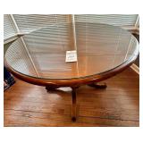 Solid Wood Table with Glass Cover for Top (Drop Leaf)