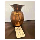 Hand Hammered Brass Vase Planter Urn with Brass Rope Accent (Made in India)