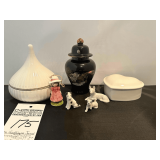 Vintage Godlinger Jonal Trinket Jar Lidded, Ginger Jar, White Heart & Figurines