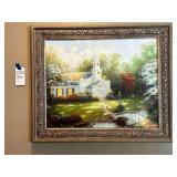 Thomas Kinkade 'Like' Picture with nice frame of a Church