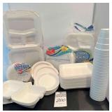 Large Lot of Foam Bowls, Plates, Platter, Trays & Cups