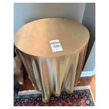 Champagne Fringed Table Cloth over a Glass Top Table