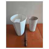 Rolling Pin, Trash Can, Wicker Basket