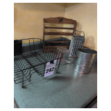 Dish Drainer, Sifter, Grater and Display Rack, Measuring Cup