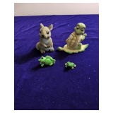 Small Figurines Rabbit, Turtle, 2 Frogs