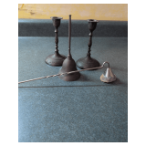 Brass Candle Holders, Bell and Snuffer