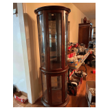 Cherry Round Front Curio Cabinet - 20.5”Wx12”Dax67”H