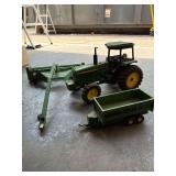 Dye Cast John Deere Tracto, Cultivator and a Wagon