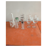 Assorted Glasses and A Milk Glass Bud Vase