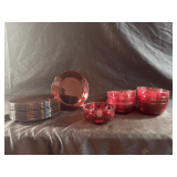 Vintage cranberry dishes