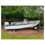 Glasspar Marathon Runabout Boat with Chrysler 35 Outboard Motor and Trailer
