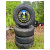 Set of Four P205/70R15 Tires Mounted on Steel Wheels