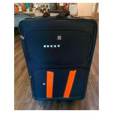 Large Rolling Black Luggage Suitcase with Orange Identifiers