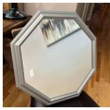 Octagonal Wall Mirror with Grey Frame