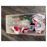 Boxed Lot of Santa Claus Holiday Figurines and Decor